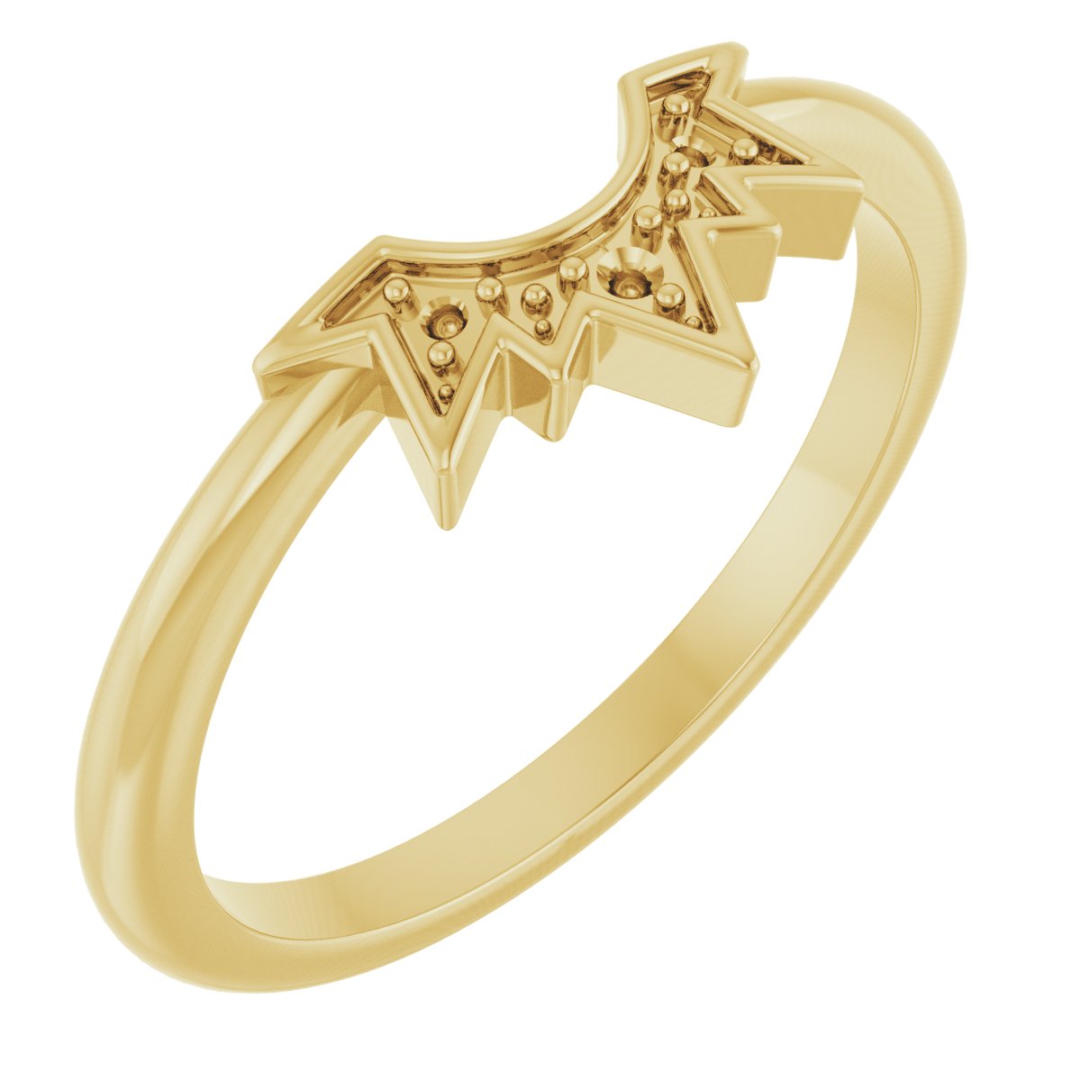 14K Жълто злато Sunburst Contour Халка Монтаж