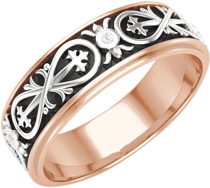 14K Rose/White 6.5 mm Infinity-Inspired Band Size 10
