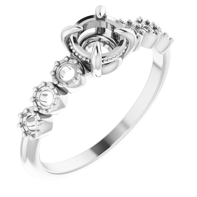 Claw-Prong Rose-Cut Accented Engagement Ring or Band