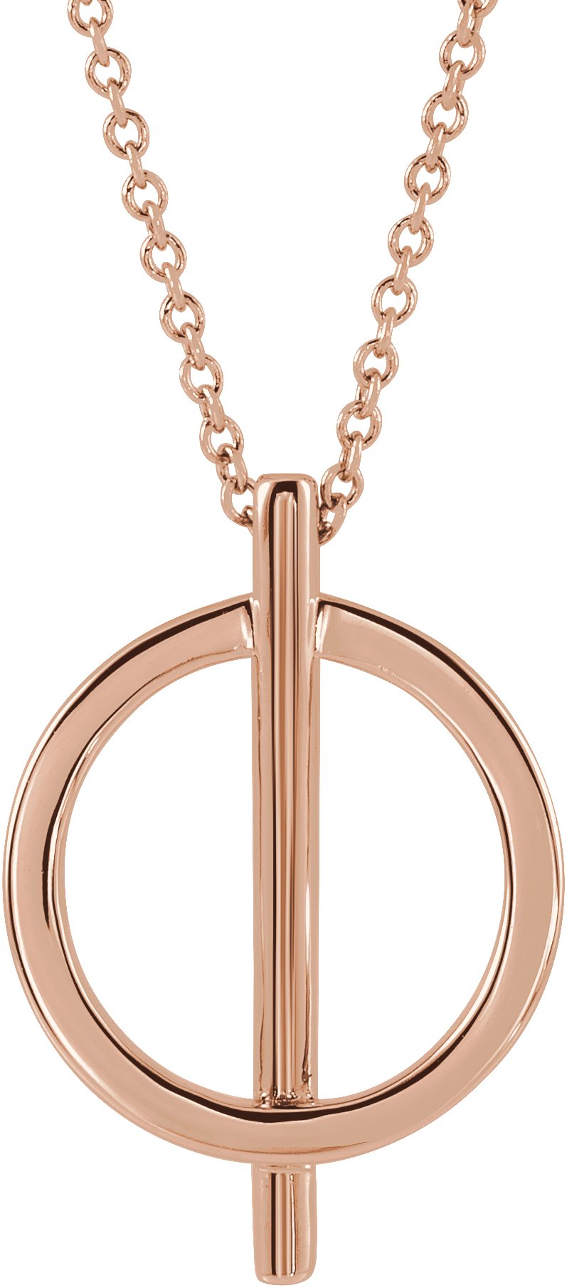 14K Rose Negative Space Circle 16-18" Necklace