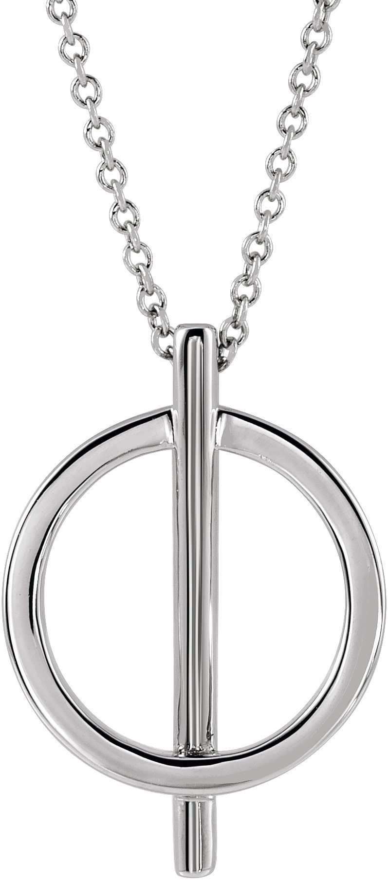 Sterling Silver Negative Space Circle 16-18" Necklace