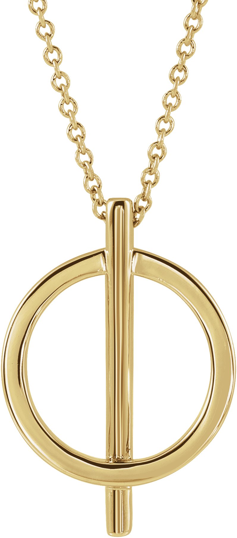 14K Yellow Negative Space Circle 16-18" Necklace