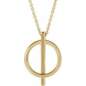 14K Yellow Negative Space Circle 16-18" Necklace
