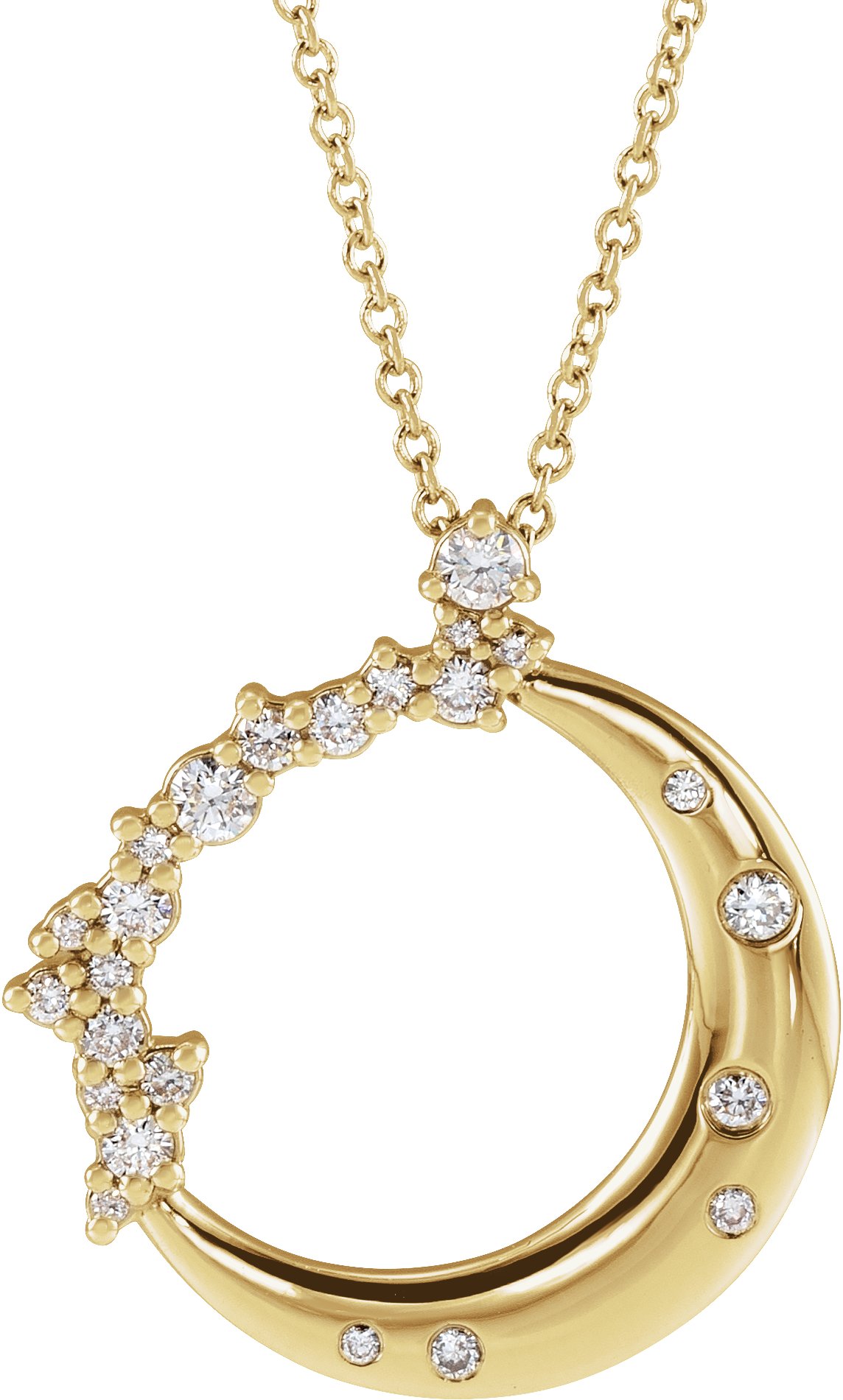 14K Yellow 1/4 CTW Natural Diamond Crescent Moon 16-18 Necklace