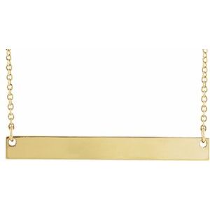 14K Yellow 34x4 mm Engravable Bar 18" Necklace