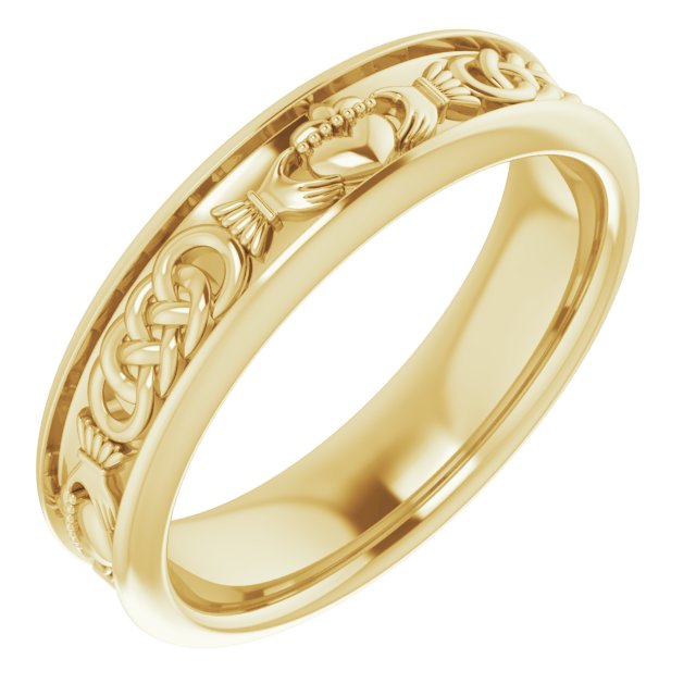 14K Yellow Claddagh Band Sze 10