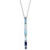 14K White Blue Multi Gemstone Bar 16 18 inch Necklace Ref. 17589024