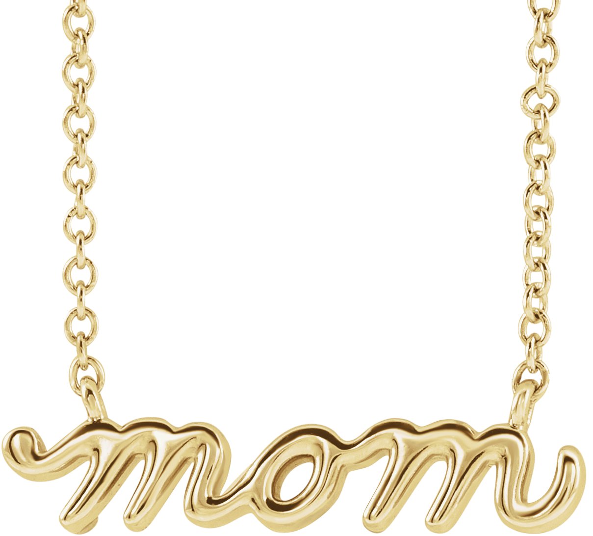 14K Yellow Petite Mom Script 18