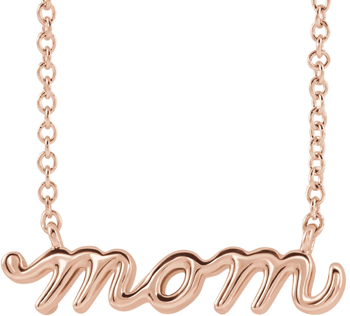 14K Rose Petite Mom Script 18 inch Necklace Ref 17476793