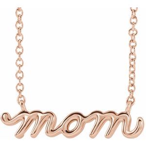 14K Rose Petite Mom Script 18" Necklace 