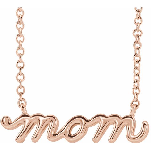 14K Rose Petite Mom Script 18 Necklace 