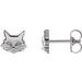 14K White Tiny Cat Earrings