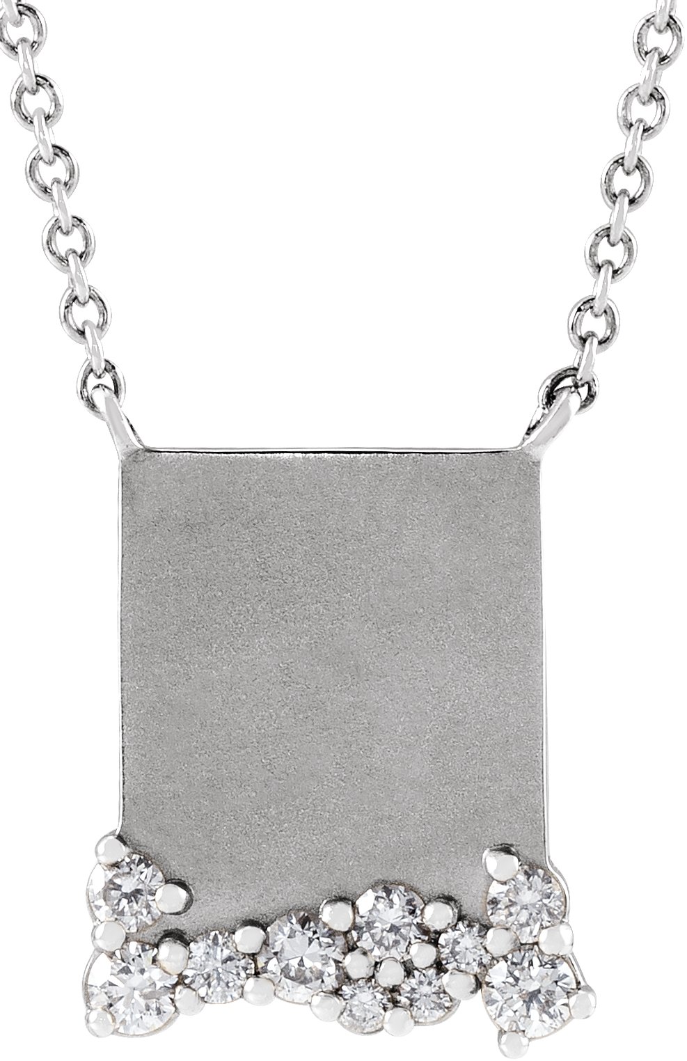 14K White Engravable 1/5 CTW Natural Diamond 18" Necklace 