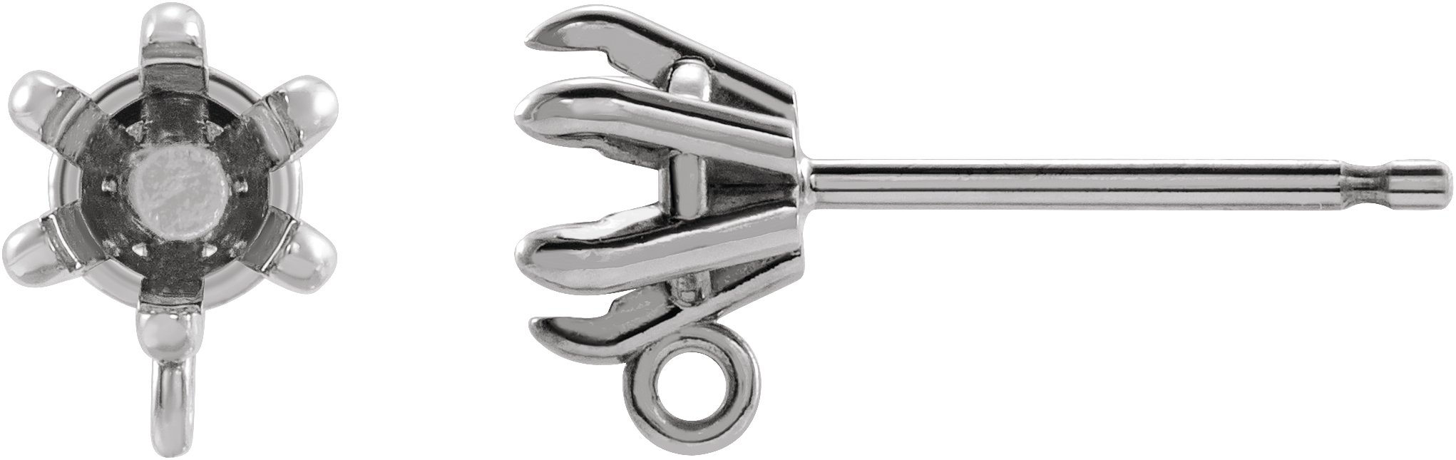 Round 6-Prong Claw Earring Top