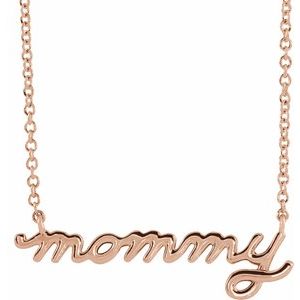 14K Rose Petite Mommy Script 18" Necklace 