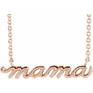 14K Rose Petite Mama Script 16" Necklace