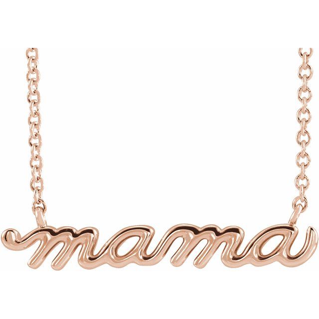 14K Rose Petite Mama Script 18 Necklace
