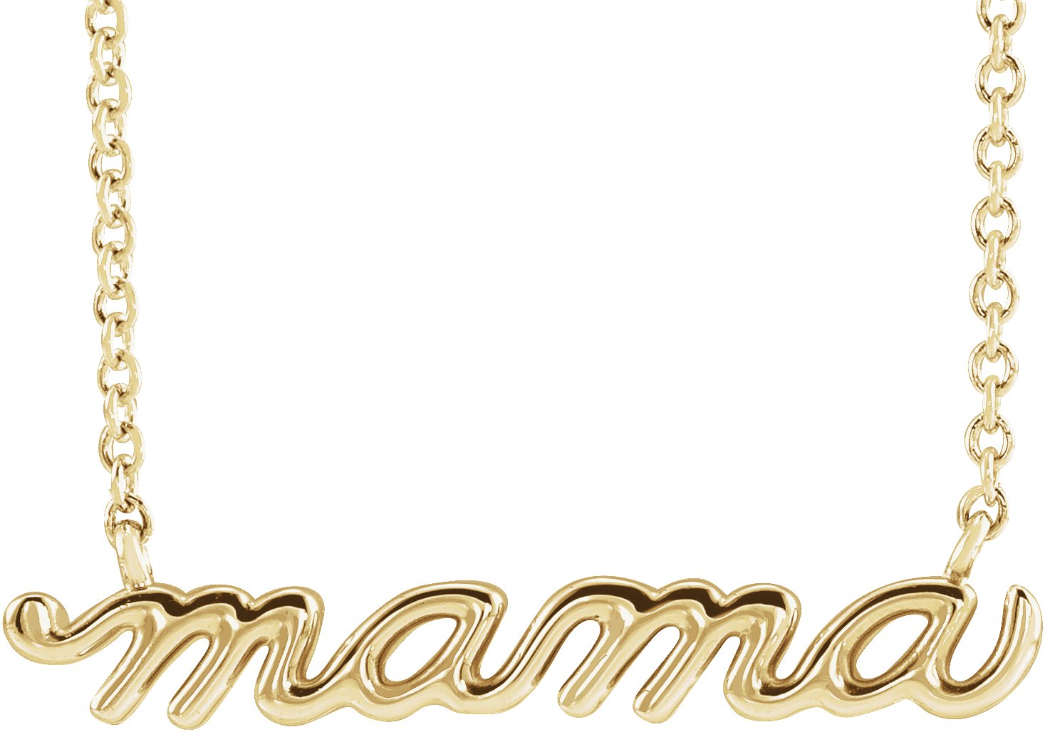 14K Yellow Petite Mama Script 18