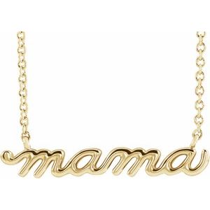 14K Yellow Petite Mama Script 16" Necklace