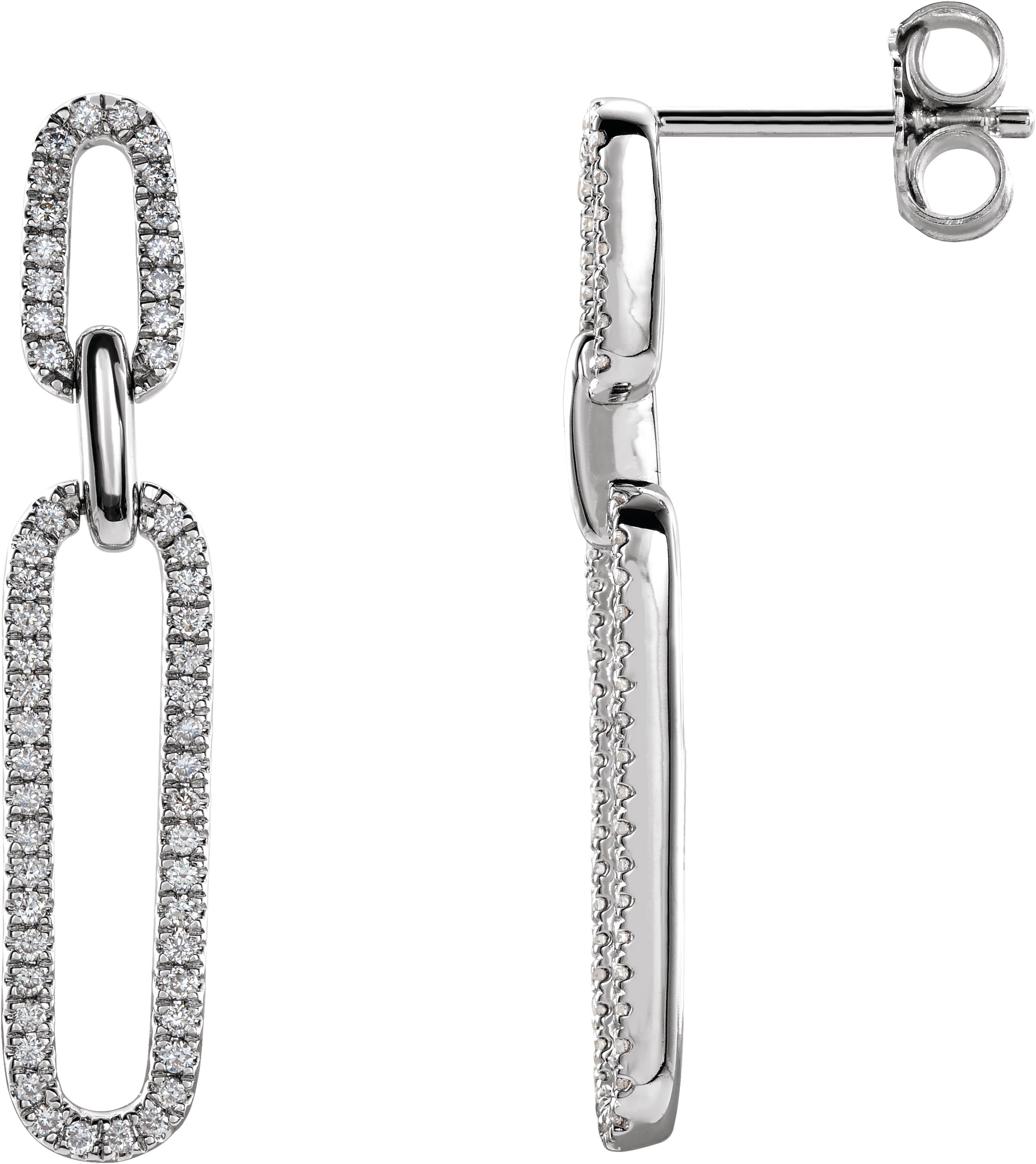 Sterling Silver 0.33 CTW Natural Diamond Link Earrings Ref 17593706