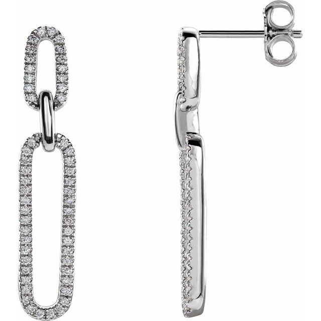14K White 1/3 CTW Diamond Link Earrings