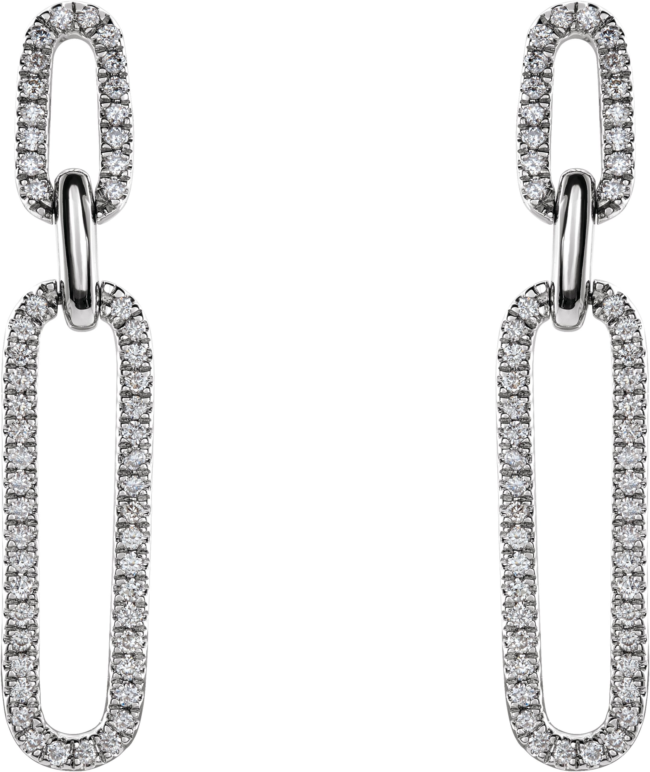 14K White 1/3 CTW Diamond Link Earrings