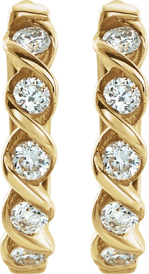 14K Yellow 1/10 CTW Natural Diamond 9 mm Hoop Earrings