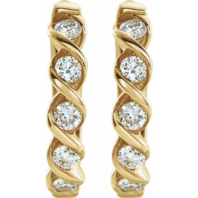 14K Yellow 1/10 CTW Diamond Huggie Earrings