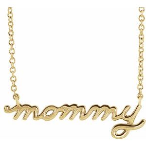 14K Yellow Petite Mommy Script 18" Necklace 