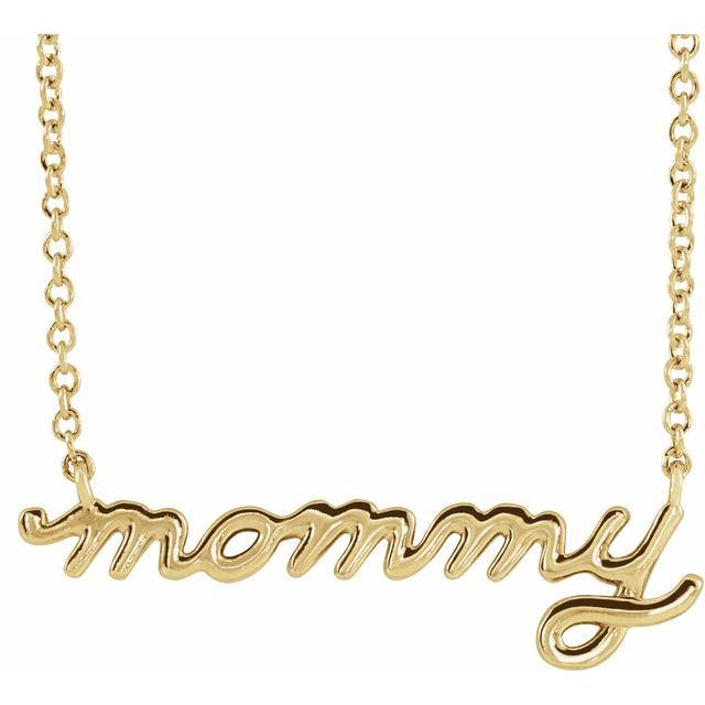 14K Yellow Petite Mommy Script 18 Necklace 