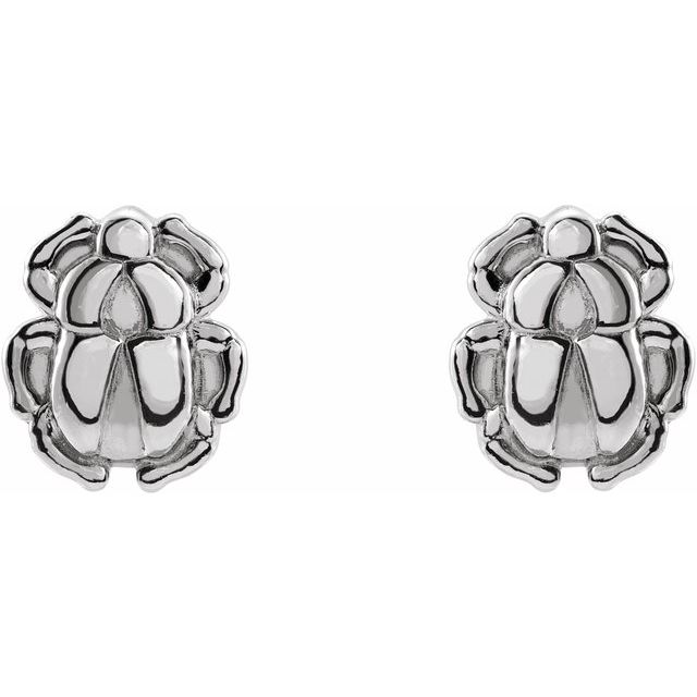 Sterling Silver Tiny Scarab Earrings