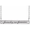 14K White 35x6 mm Engraved Family is Forever Bar 16 inch Necklace Ref. 17541550