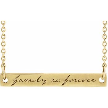 14K Yellow 35x6 mm Engraved Family is Forever Bar 18 inch Necklace Ref. 17541556