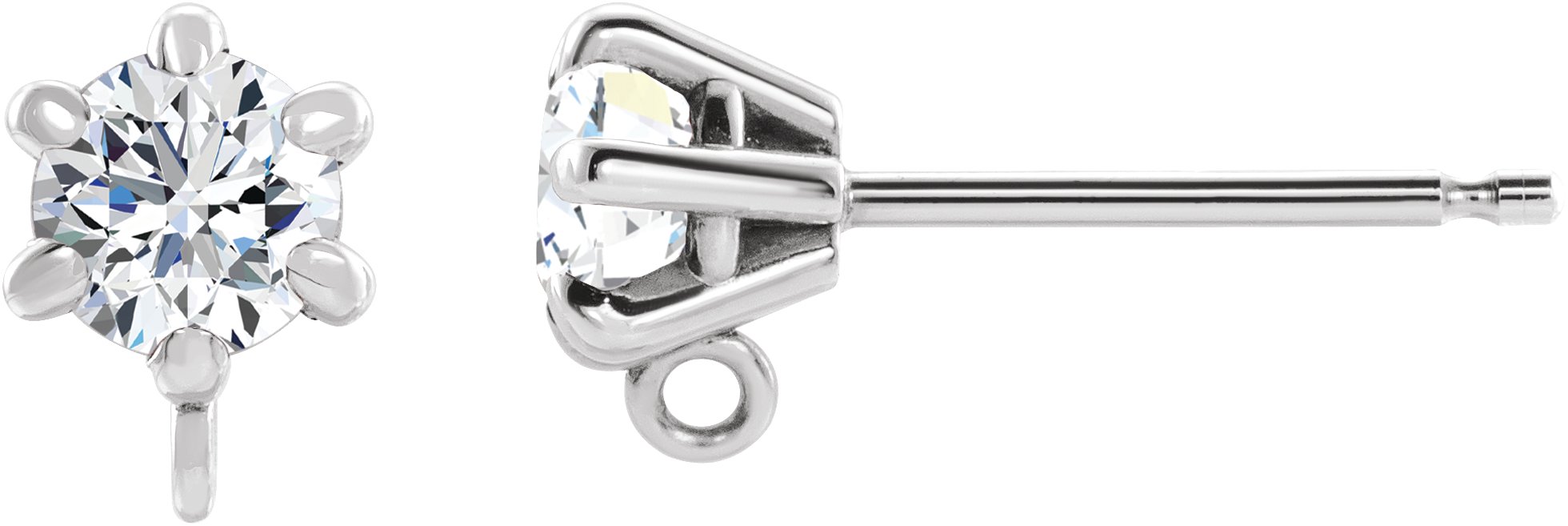 Round 6-Prong Claw Earring Top