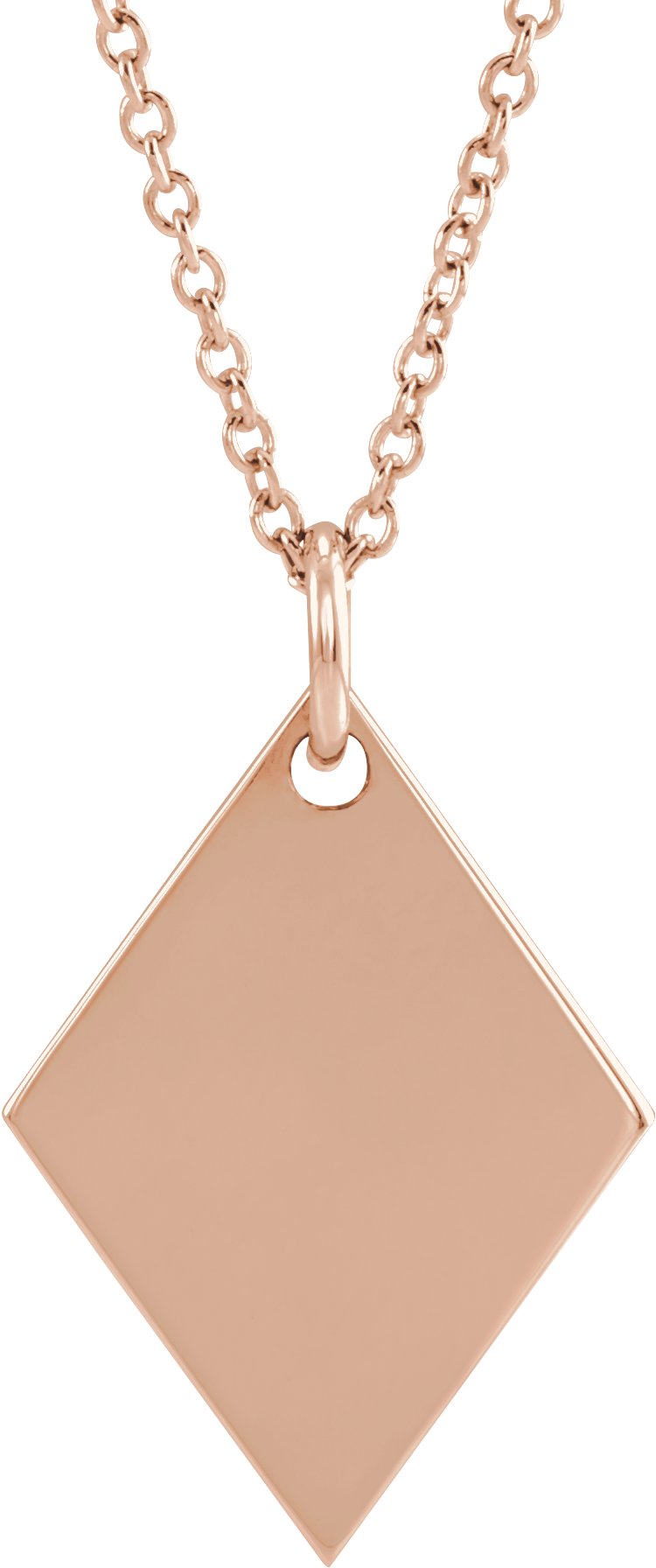 14K Rose Engravable Diamond-Shaped 16-18" Necklace