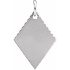 Sterling Silver 19.84x12.95 mm Engravable Diamond-Shaped Pendant