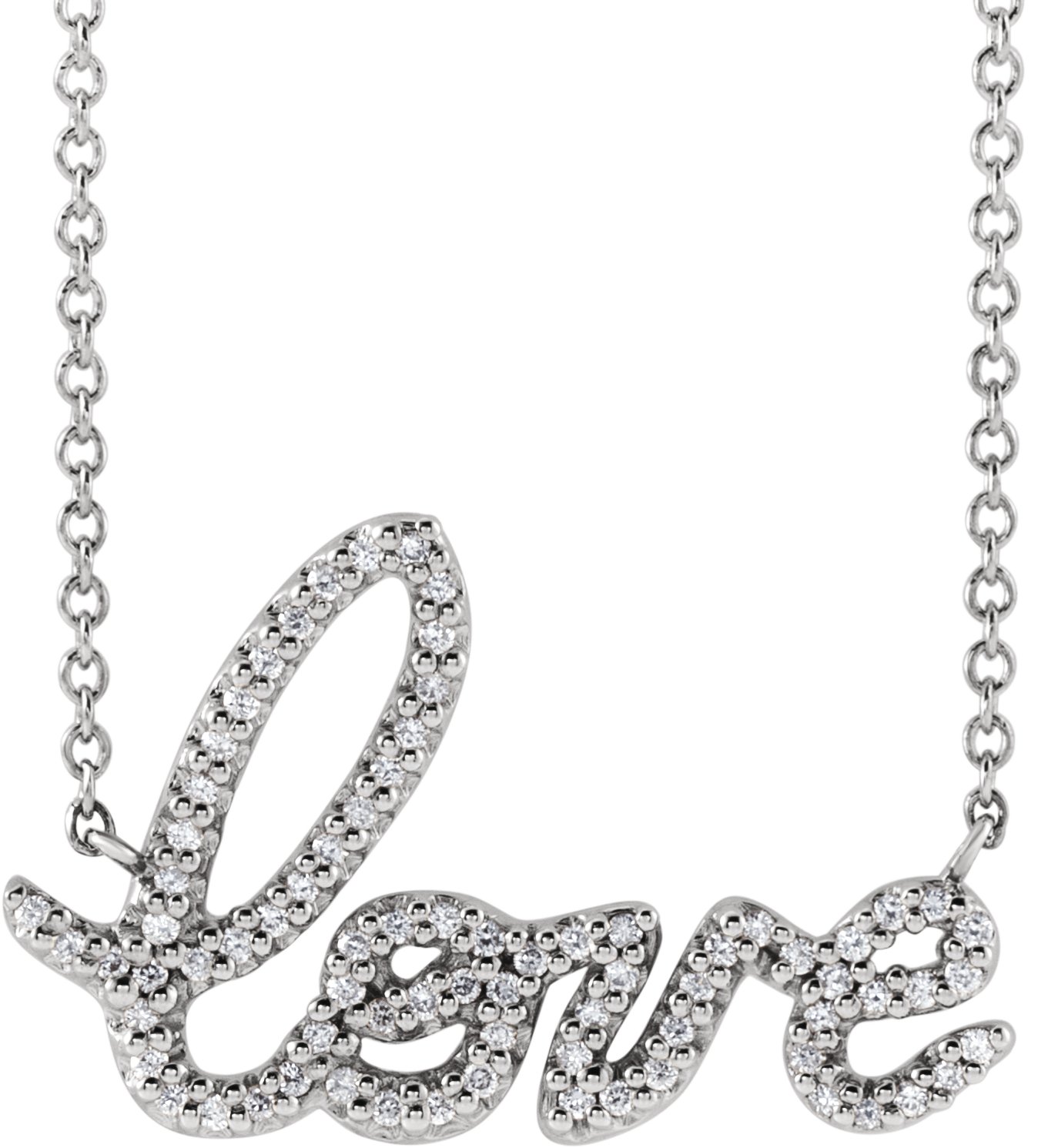 14K White 1/6 CTW Natural Diamond Love 18 Necklace