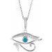 14K White Natural Turquoise & .08 CTW Natural Diamond Eye of Horus 16-18