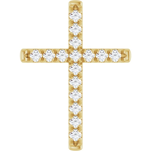 14K Yellow 3/4 CTW Natural Diamond French-Set Cross Pendant