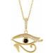 14K Yellow Natural Black Onyx & .08 CTW Natural Diamond Eye of Horus 16-18