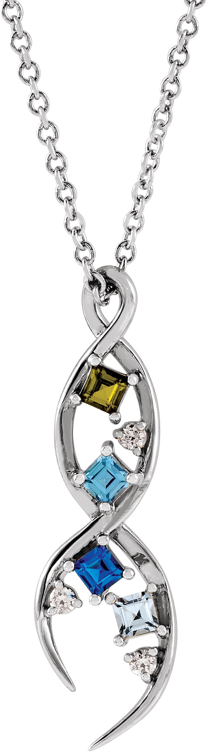 Accented Family Freeform Necklace or Pendant