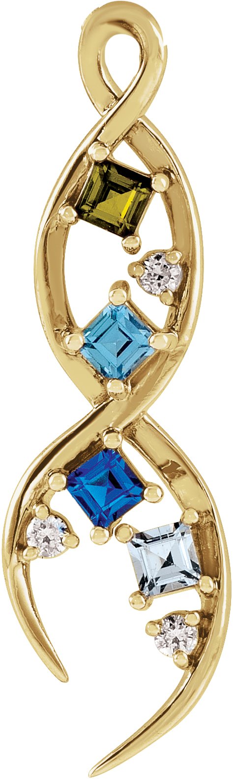 Accented Family Freeform Necklace or Pendant