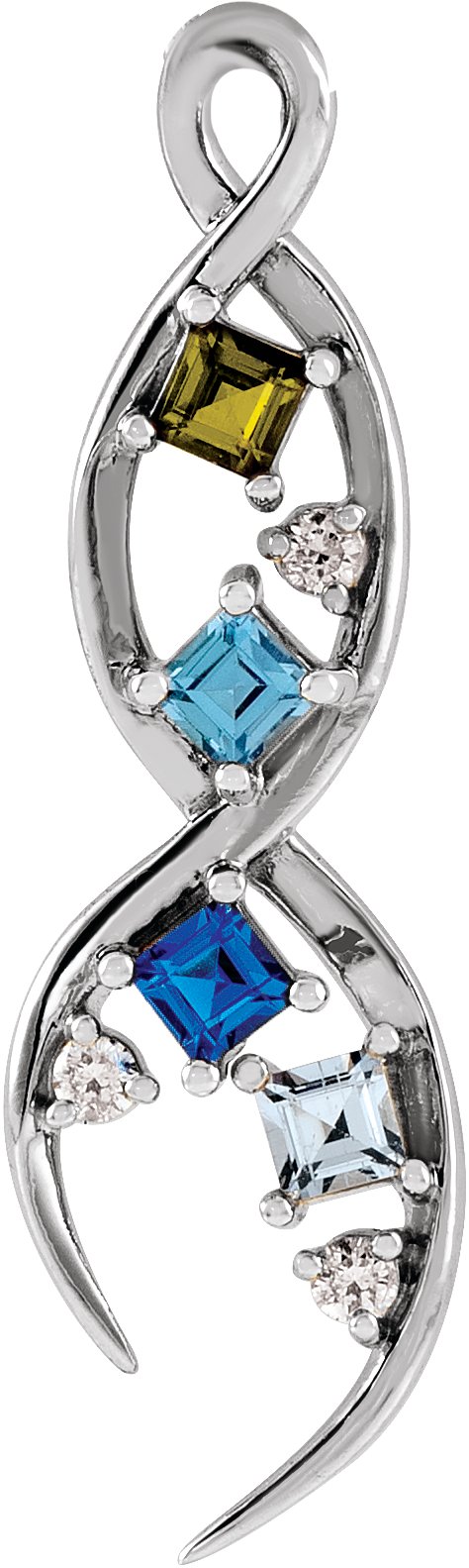 Accented Family Freeform Necklace or Pendant