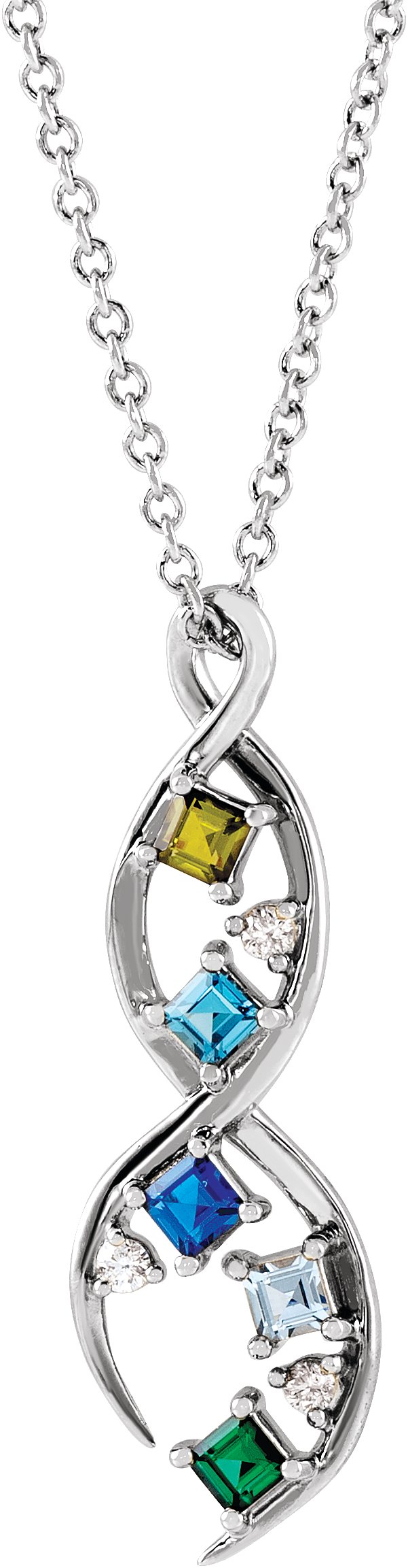 Accented Family Freeform Necklace or Pendant