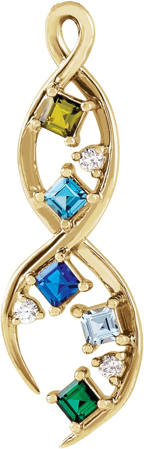 Accented Family Freeform Necklace or Pendant
