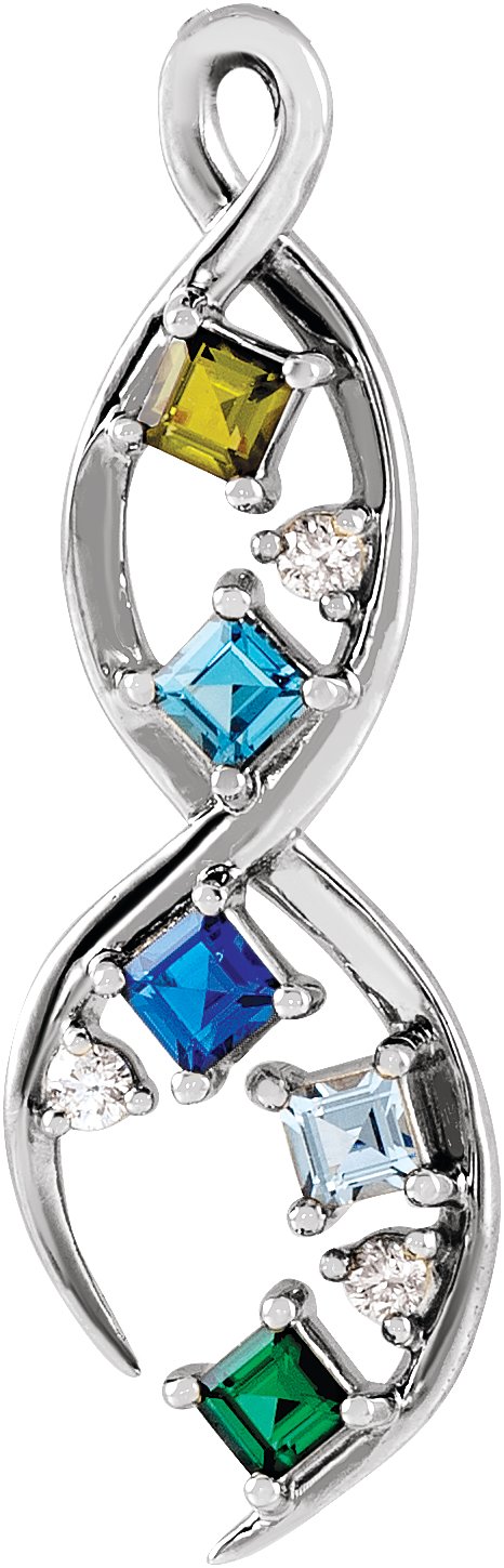 Accented Family Freeform Necklace or Pendant