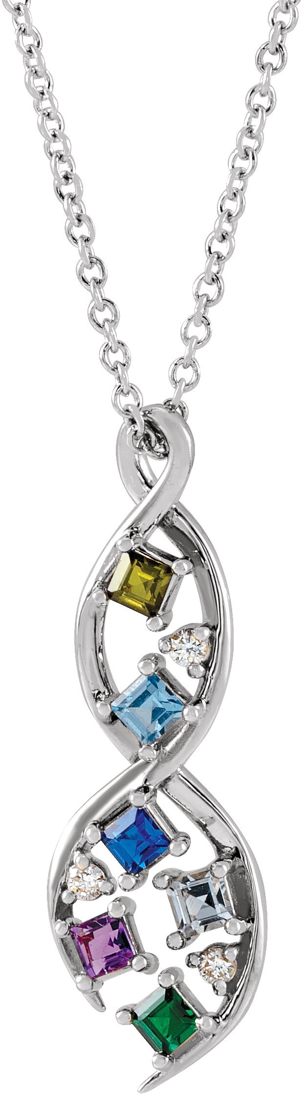 Accented Family Freeform Necklace or Pendant