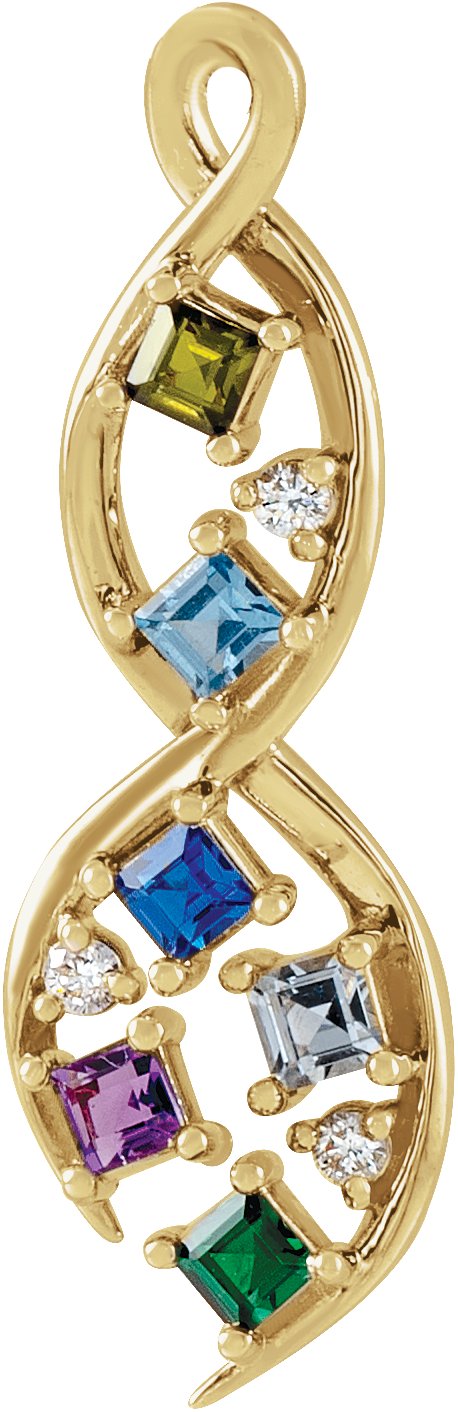 Accented Family Freeform Necklace or Pendant