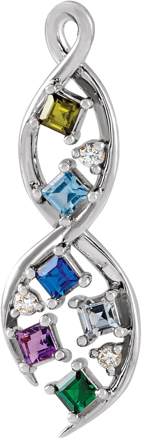 Accented Family Freeform Necklace or Pendant