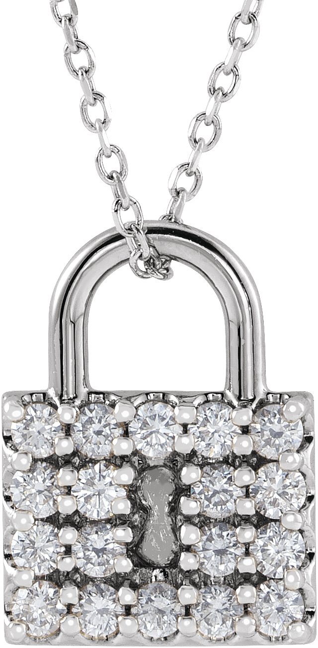 14K White 1 2 CTW Natural Diamond Lock 16 18